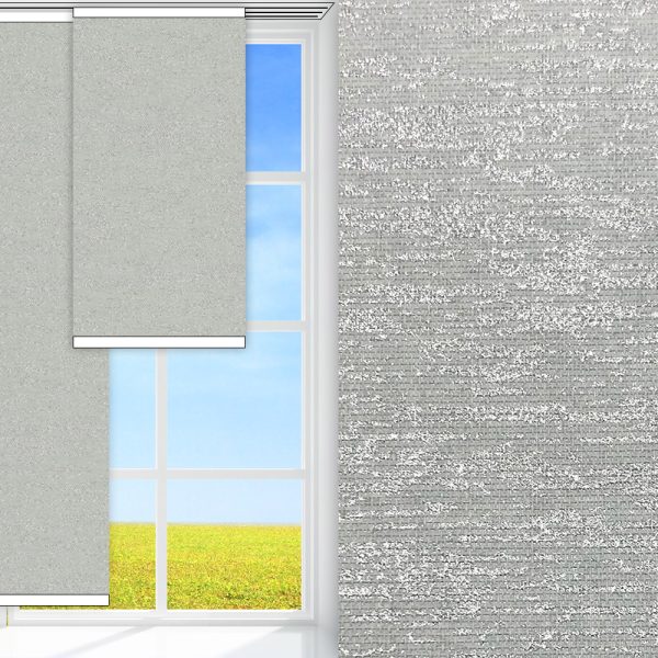 Flächenvorhang Moda, grau, komplett verdunkelnd, feucht abwischbar, silber glänzend