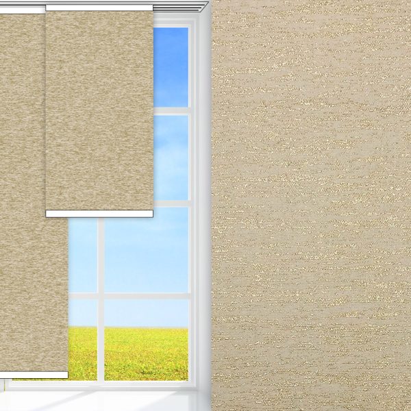 Flächenvorhang Moda, beige, komplett verdunkelnd, feucht abwischbar, gold glänzend