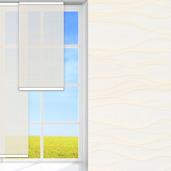 Flächenvorhang Onda, creme, transparent, feucht abwischbar