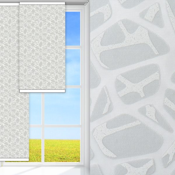 Flächenvorhang Mosaik, grau/weiss, transparent, feucht abwischbar