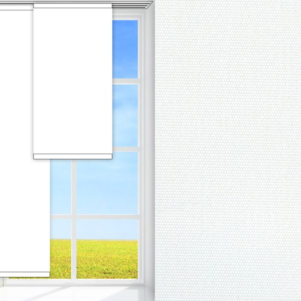Flächenvorhang Lissa, weiss, komplett verdunkelnd, Rückseite Alu, schmutzabweisend, feucht abwischbar