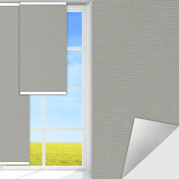 Flächenvorhang Clara, grau, komplett verdunkelnd, Rückseite Alu, schmutzabweisend, feucht abwischbar