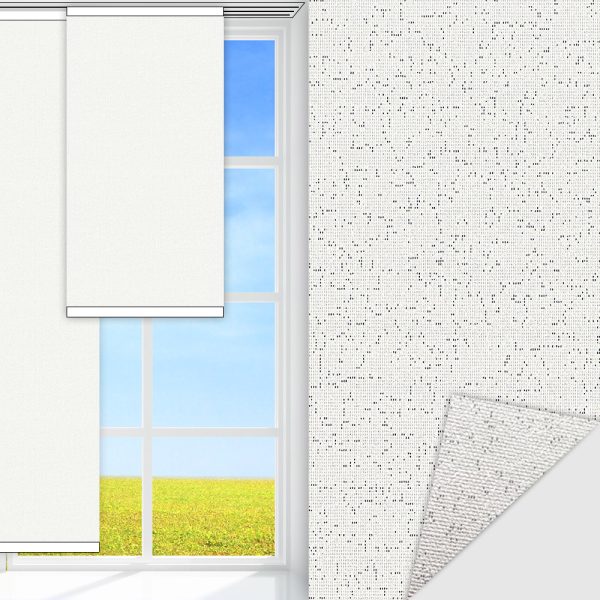 Flächenvorhang Techno, weiss, lichtdurchlässig & blickdicht, Rückseite Alu, schmutzabweisend, feucht abwischbar
