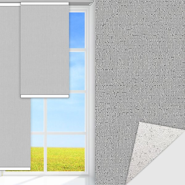 Flächenvorhang Techno, hellgrau, lichtdurchlässig & blickdicht, Rückseite Alu, schmutzabweisend, feucht abwischbar