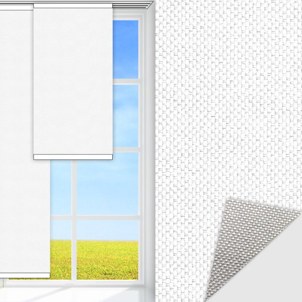 Flächenvorhang Techno, weiss, lichtdurchlässig & blickdicht, Rückseite Alu, schmutzabweisend, feucht abwischbar