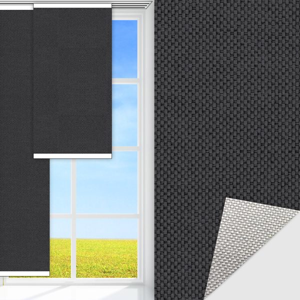 Flächenvorhang Techno, schwarz, lichtdurchlässig & blickdicht, Rückseite Alu, schmutzabweisend, feucht abwischbar