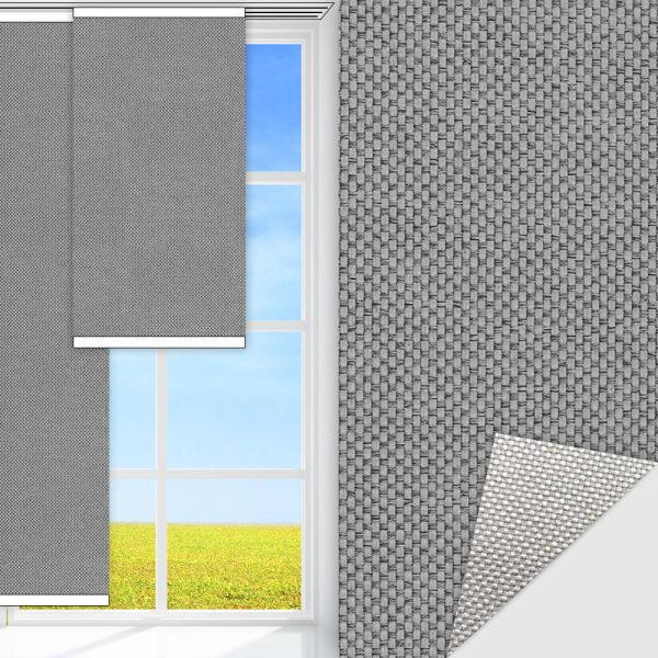 Flächenvorhang Techno, grau, lichtdurchlässig & blickdicht, Rückseite Alu, schmutzabweisend, feucht abwischbar