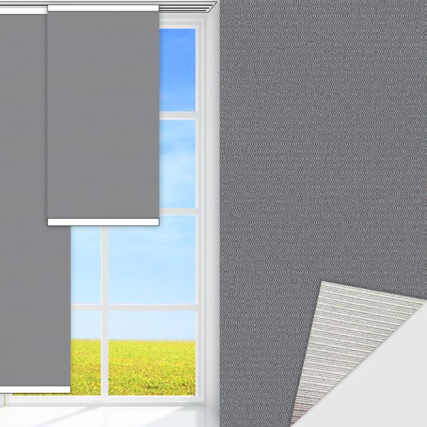 Flächenvorhang Silenzio Techno, grau, lichtdurchlässig & blickdicht, Rückseite Alu, schmutzabweisend, abbürstbar