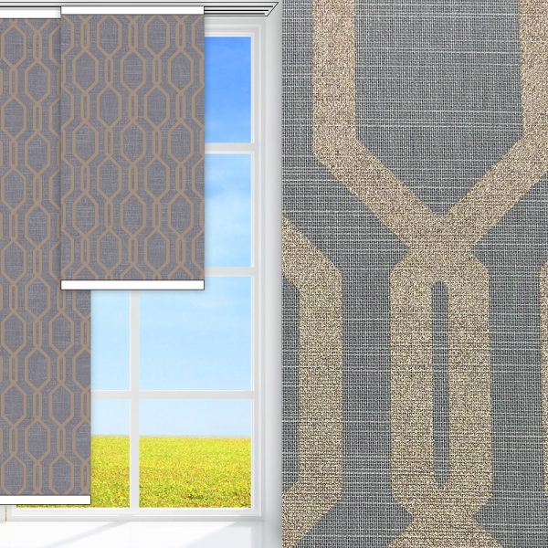 Flächenvorhang Honey, grau, komplett verdunkelnd, feucht abwischbar, bronze glänzend