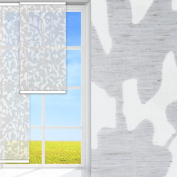 Flächenvorhang Kamu, grau/weiss, transparent, feucht abwischbar