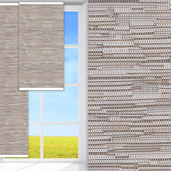 Flächenvorhang Maison, beige, komplett verdunkelnd, feucht abwischbar