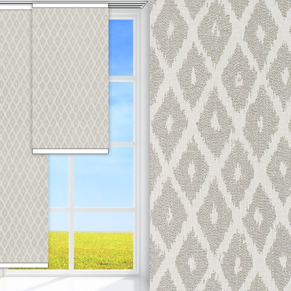 Flächenvorhang Dia, grau, komplett verdunkelnd, Rückseite farbig wie Vorderseite, feucht abwischbar, silber glänzend