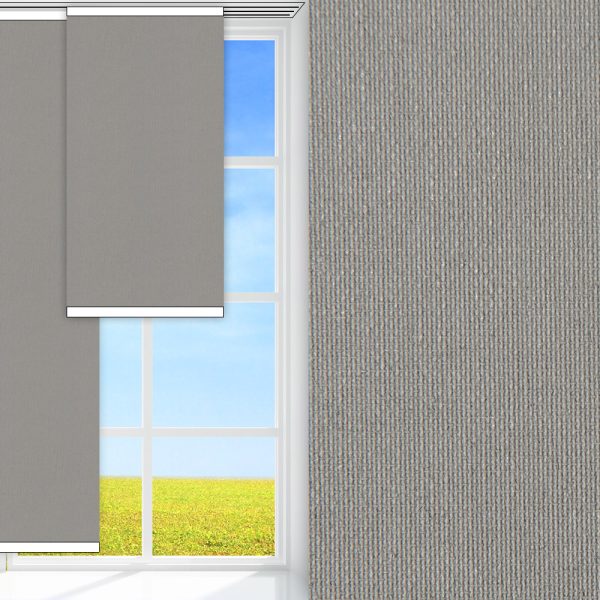 Flächenvorhang Prima Safe, grau, abdunkelnd, kühlend, Rückseite Perlmutt, schmutzabweisend, feucht abwischbar