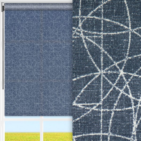 Rollo Geo, blau, lichtdurchlässig & blickdicht, feucht abwischbar