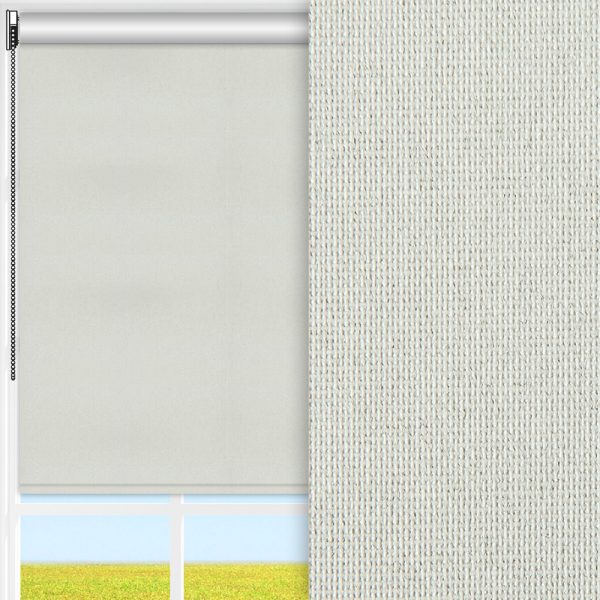 Rollo Rustico, grau, abdunkelnd, Rückseite Perlmutt, schmutzabweisend, feucht abwischbar