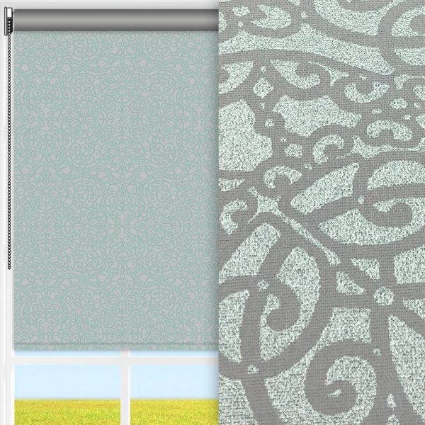 Rollo Bella, mint/grau, lichtdurchlässig & blickdicht, feucht abwischbar, mint glänzend