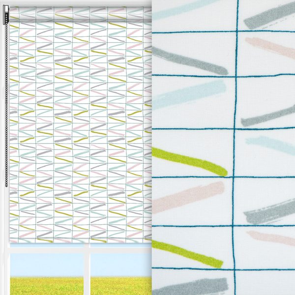 Rollo Ecola, weiss/grün, lichtdurchlässig & blickdicht, feucht abwischbar