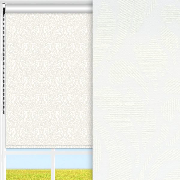 Rollo Barok, weiss, lichtdurchlässig & blickdicht, feucht abwischbar