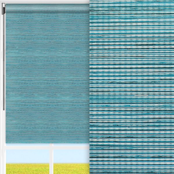 Rollo Linea, türkis, lichtdurchlässig & blickdicht, Rückseite Teflon, feucht abwischbar