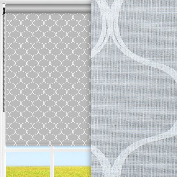 Rollo Vintage, grau/weiss, lichtdurchlässig & blickdicht, feucht abwischbar