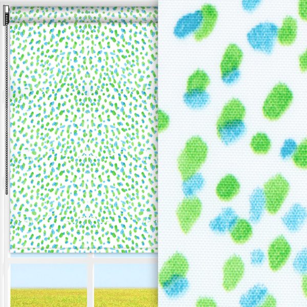 Rollo Punta, weiss/grün, lichtdurchlässig & blickdicht, feucht abwischbar