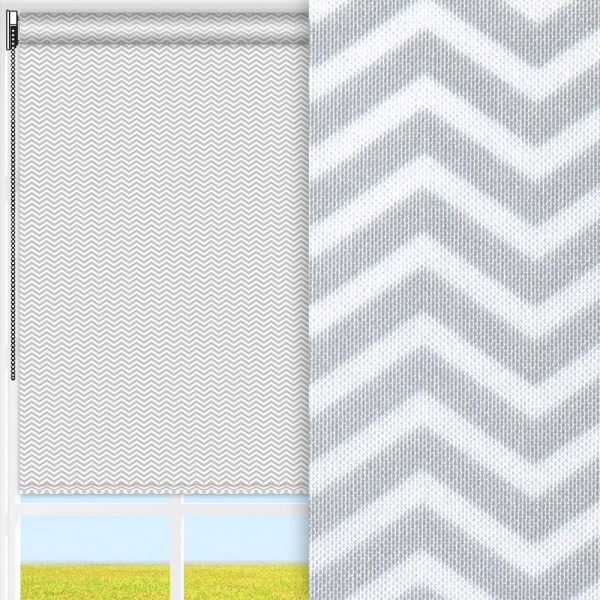 Rollo Zickzack, grau/weiss, lichtdurchlässig & blickdicht, feucht abwischbar