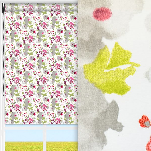 Rollo Aqua, weiss/grau/rot, lichtdurchlässig & blickdicht, feucht abwischbar