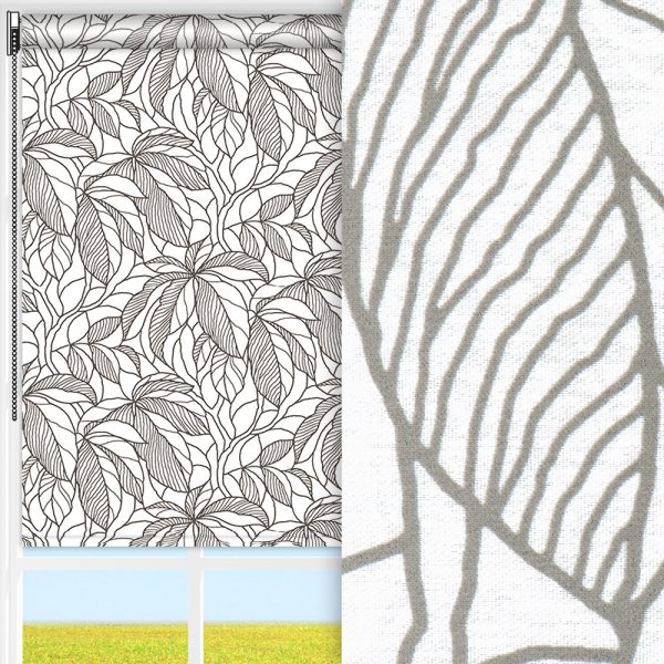 Rollo Natura, weiss/grau, lichtdurchlässig & blickdicht, feucht abwischbar