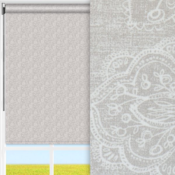 Rollo Flora, beige, lichtdurchlässig & blickdicht, feucht abwischbar