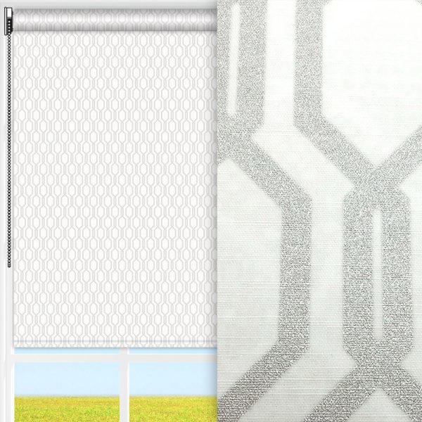 Rollo Hexa Silver, creme, lichtdurchlässig & blickdicht, feucht abwischbar, beige glänzend