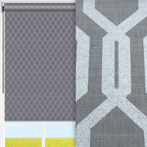 Rollo Honey, grau, lichtdurchlässig & blickdicht, feucht abwischbar, silber glänzend