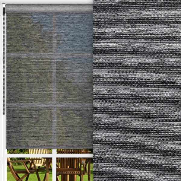 Rollo Fina, schwarz/silber, transparent, feucht abwischbar, silber glänzend