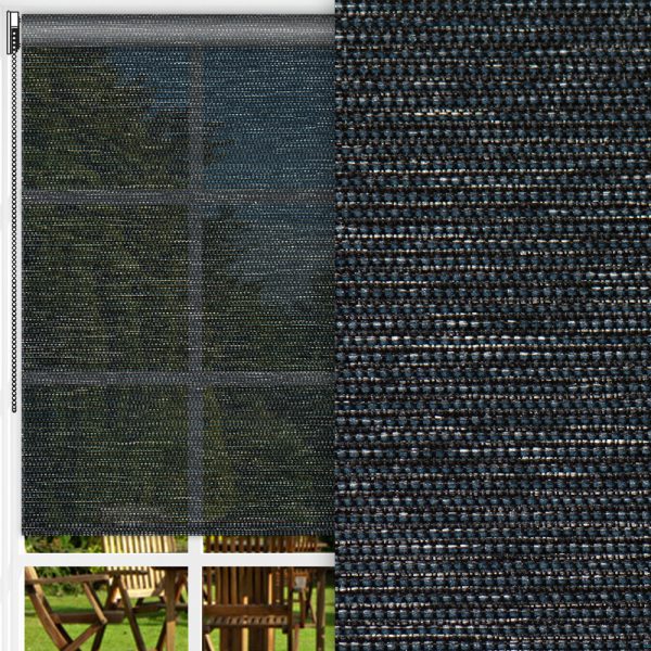 Rollo Fina, dunkelblau, transparent, feucht abwischbar, silber glänzend