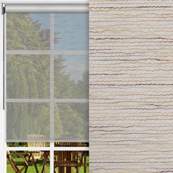 Rollo Linea, beige, transparent, feucht abwischbar, gold glänzend