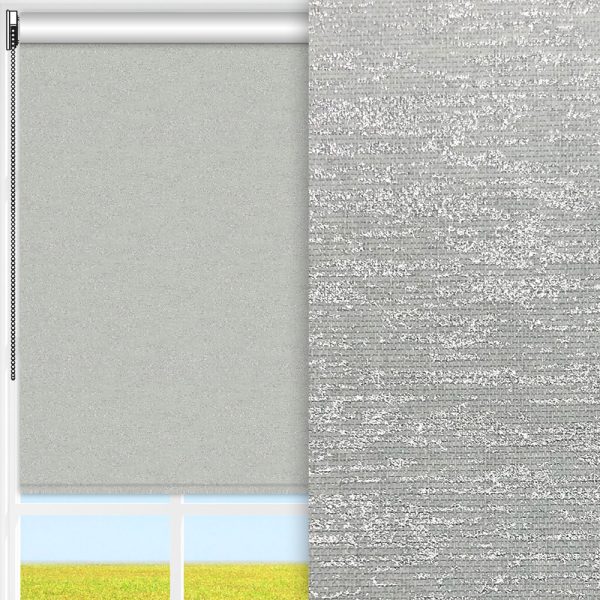 Rollo Moda, grau, komplett verdunkelnd, feucht abwischbar, silber glänzend