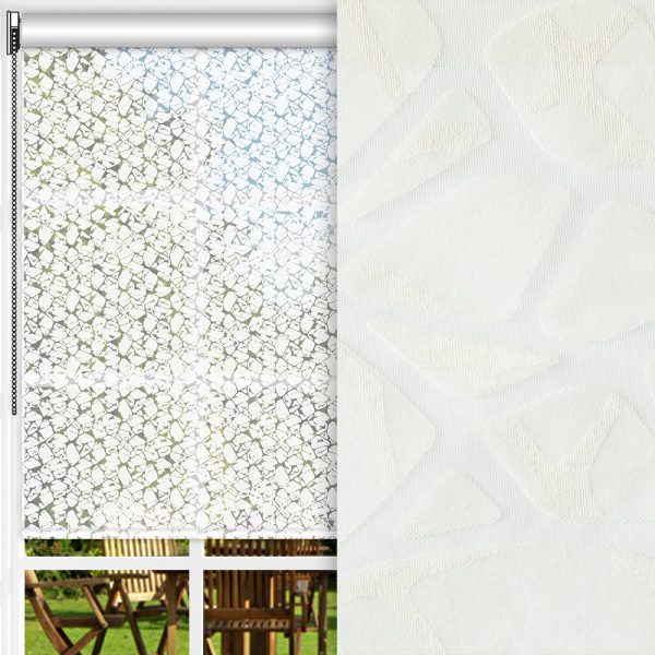 Rollo Mosaik, weiss, transparent, feucht abwischbar