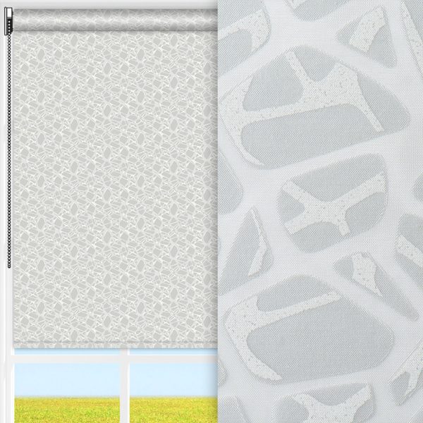 Rollo Mosaik, grau/weiss, transparent, feucht abwischbar