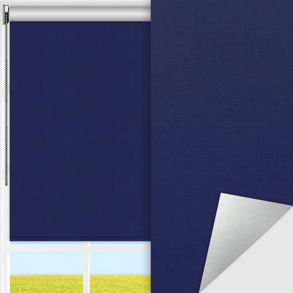 Rollo Cold Techno, dunkelblau, komplett verdunkelnd, Rückseite Alu, schmutzabweisend, feucht abwischbar