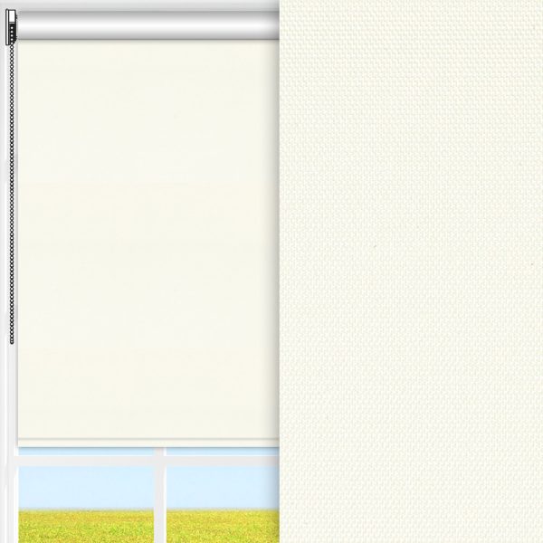 Rollo Lisa, creme, komplett verdunkelnd, Rückseite Alu, schmutzabweisend, feucht abwischbar