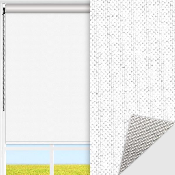 Rollo Techno, weiss, lichtdurchlässig & blickdicht, Rückseite Alu, schmutzabweisend, feucht abwischbar
