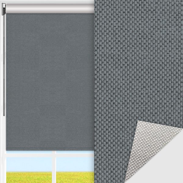 Rollo Techno, dunkelgrau, lichtdurchlässig & blickdicht, Rückseite Alu, schmutzabweisend, feucht abwischbar