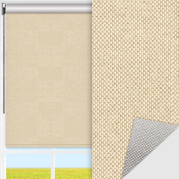 Rollo Techno, beige, lichtdurchlässig & blickdicht, Rückseite Alu, schmutzabweisend, feucht abwischbar