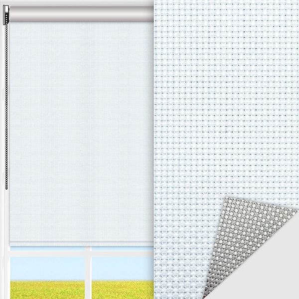 Rollo Techno, weiss, lichtdurchlässig & blickdicht, Rückseite Alu, schmutzabweisend, feucht abwischbar