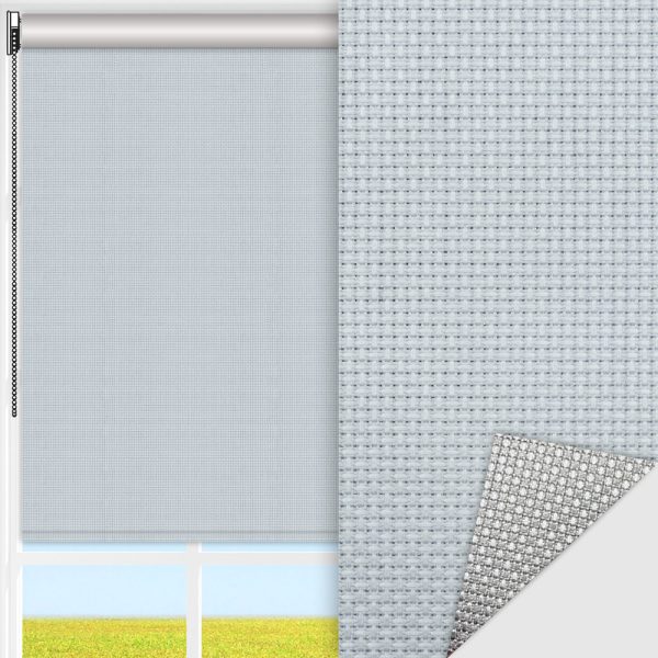 Rollo Techno, grau, lichtdurchlässig & blickdicht, Rückseite Alu, schmutzabweisend, feucht abwischbar