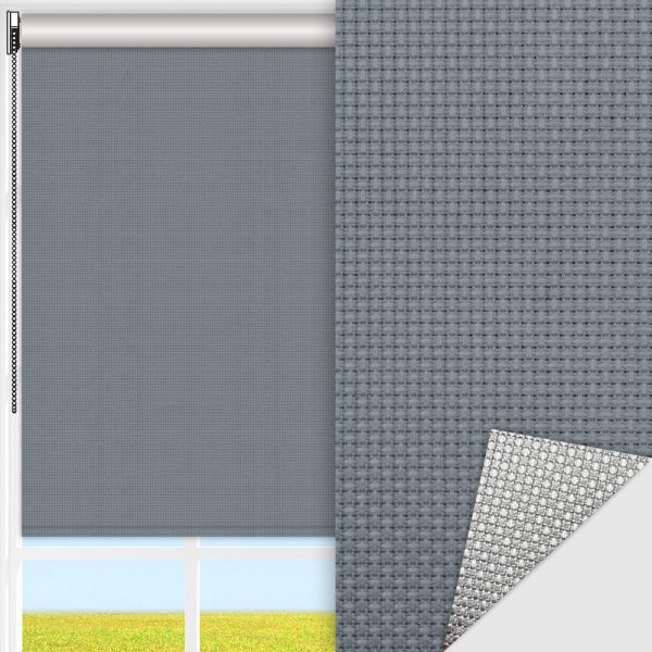Rollo Techno, grau, lichtdurchlässig & blickdicht, Rückseite Alu, schmutzabweisend, feucht abwischbar