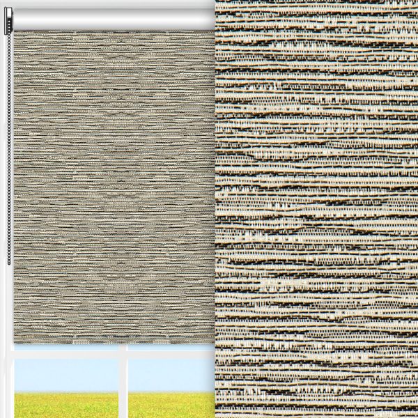 Rollo Maison, grau/schwarz, komplett verdunkelnd, feucht abwischbar