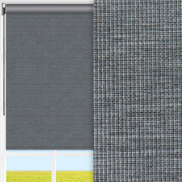 Rollo Ria, grau, komplett verdunkelnd, Rückseite farbig wie Vorderseite, abbürstbar, silber glänzend