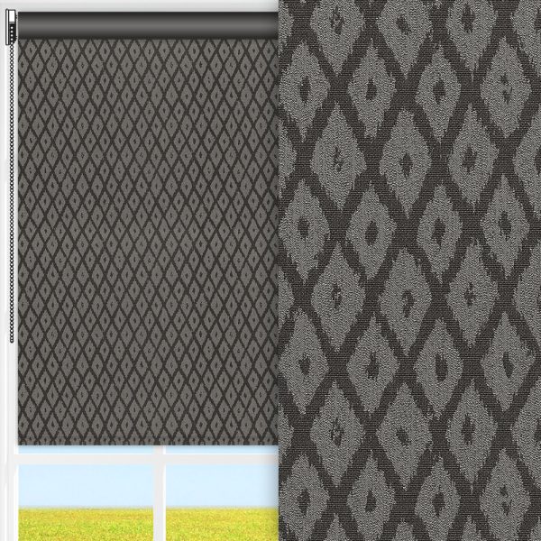 Rollo Dia, schwarz, komplett verdunkelnd, Rückseite farbig wie Vorderseite, feucht abwischbar, silber glänzend