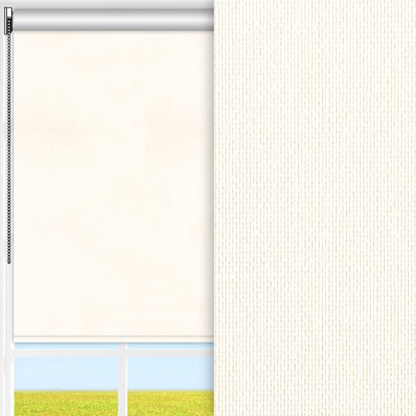 Rollo Prima Safe, weiss, abdunkelnd, Rückseite Perlmutt, schmutzabweisend, feucht abwischbar