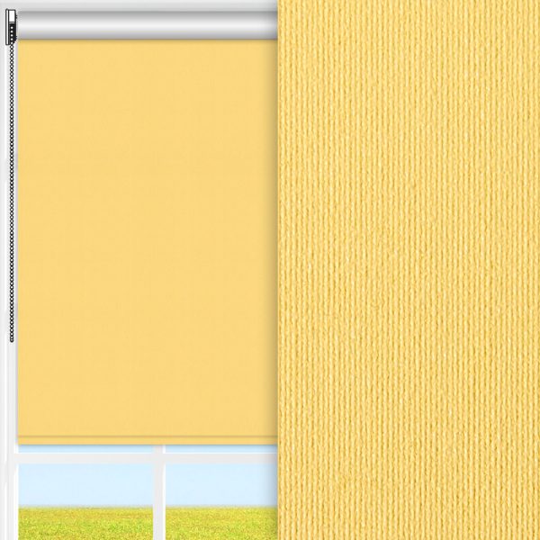 Rollo Prima Safe, gelb, abdunkelnd, Rückseite Perlmutt, schmutzabweisend, feucht abwischbar